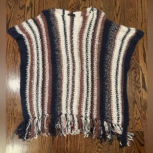 Roberto Collina Women’s Poncho Cotton Silk blend with fringe OS Italy NWOT